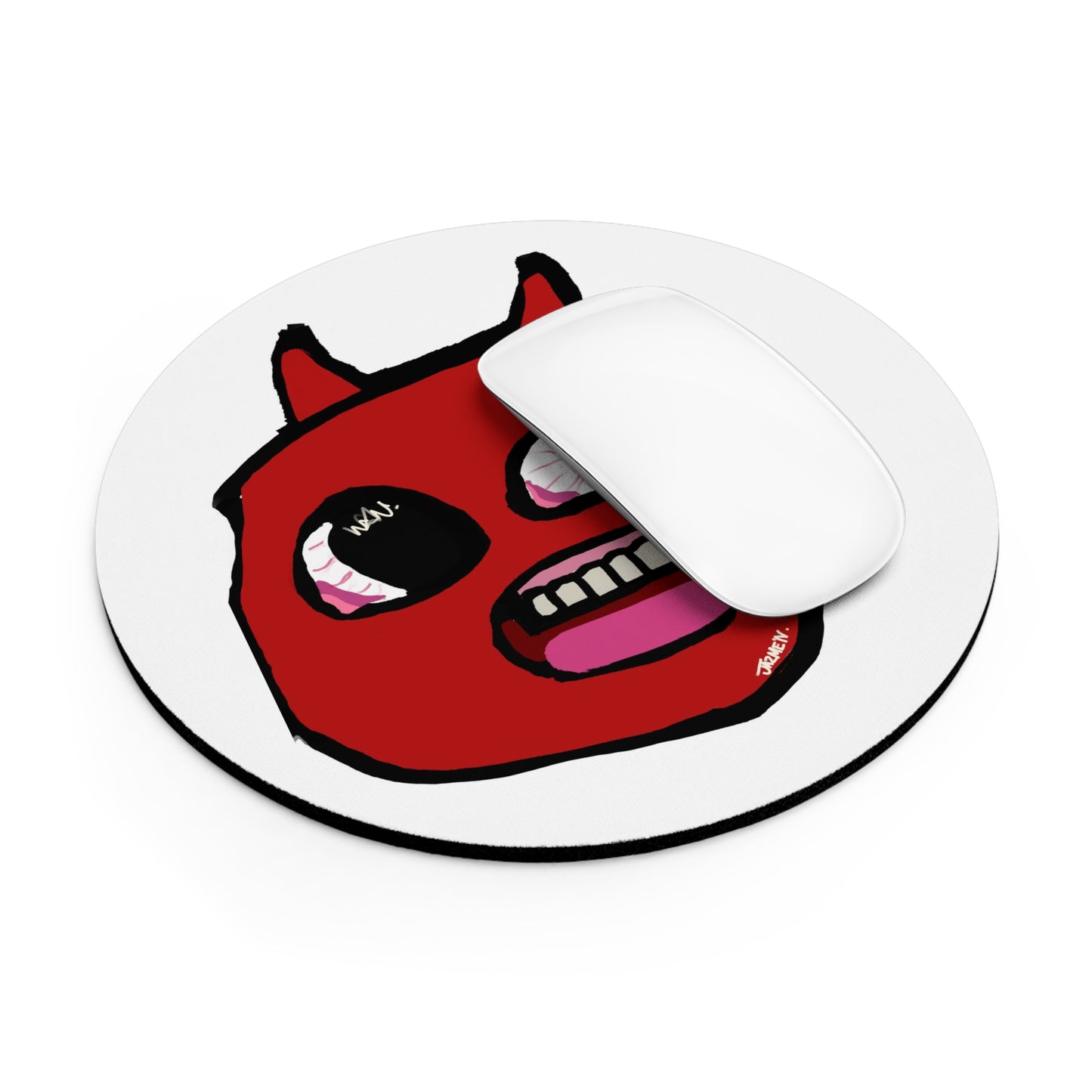 Devil Face Mouse Pad — Quirky Red Demon Desk Mat