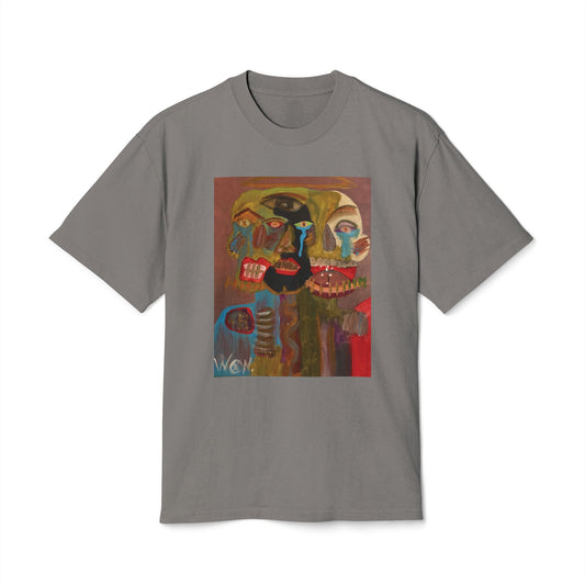Abstract Expressionist Face T-Shirt — "Good, Bad, 'N Ugly" Colorful Portrait Tee