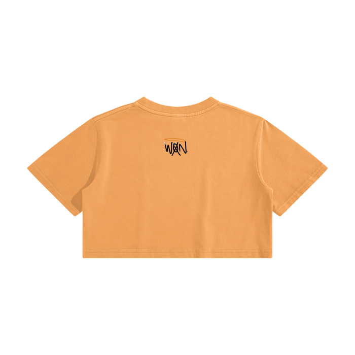 RESPECT THE HUSTLE. Washed Effect Crop Top - 220 GSM