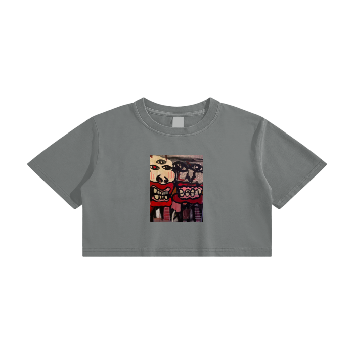 RESPECT THE HUSTLE. Washed Effect Crop Top - 220 GSM