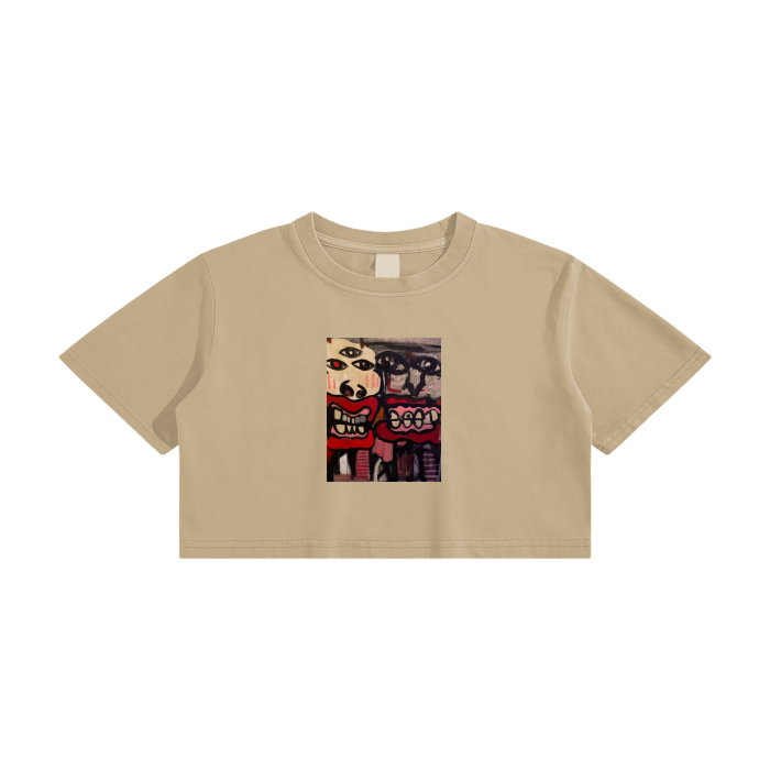 RESPECT THE HUSTLE. Washed Effect Crop Top - 220 GSM