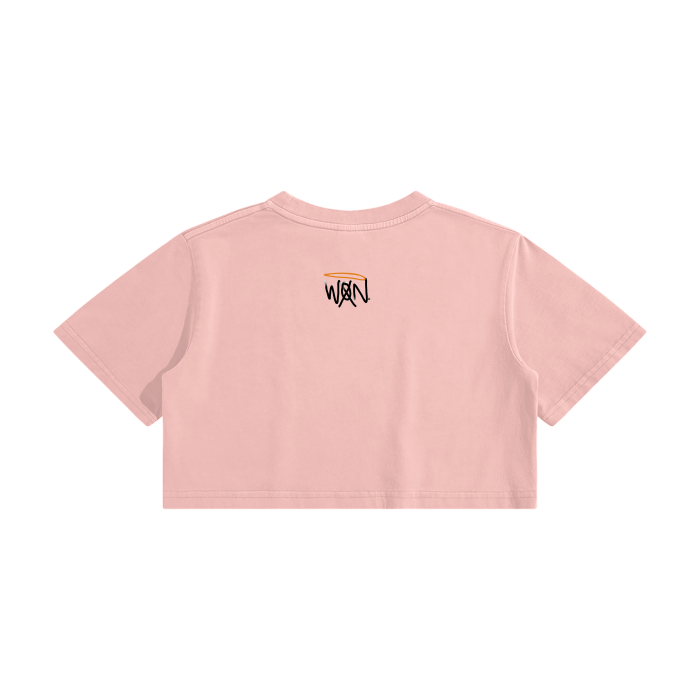 RESPECT THE HUSTLE. Washed Effect Crop Top - 220 GSM