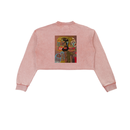 GOOD, BAD, 'N UGLY Snow Washed Raw Edge Cropped Sweatshirt