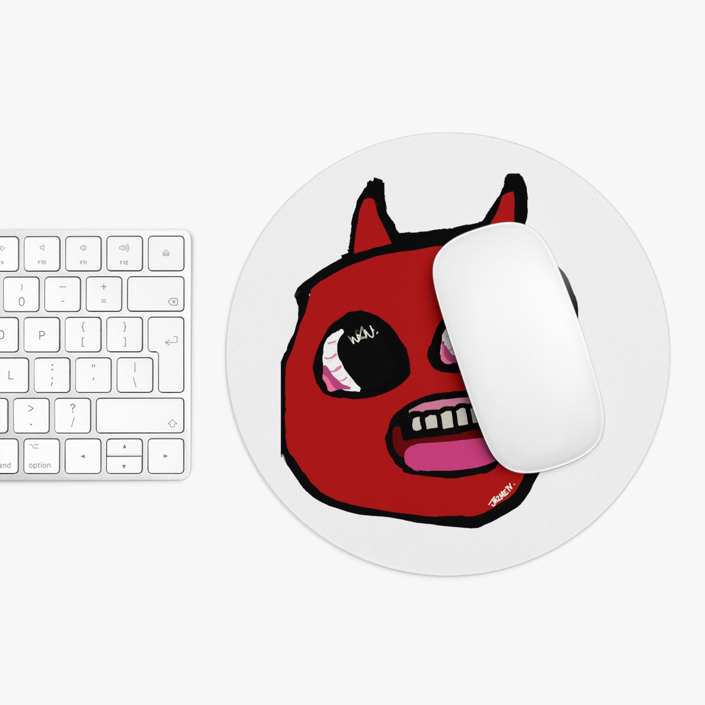 Devil Face Mouse Pad — Quirky Red Demon Desk Mat