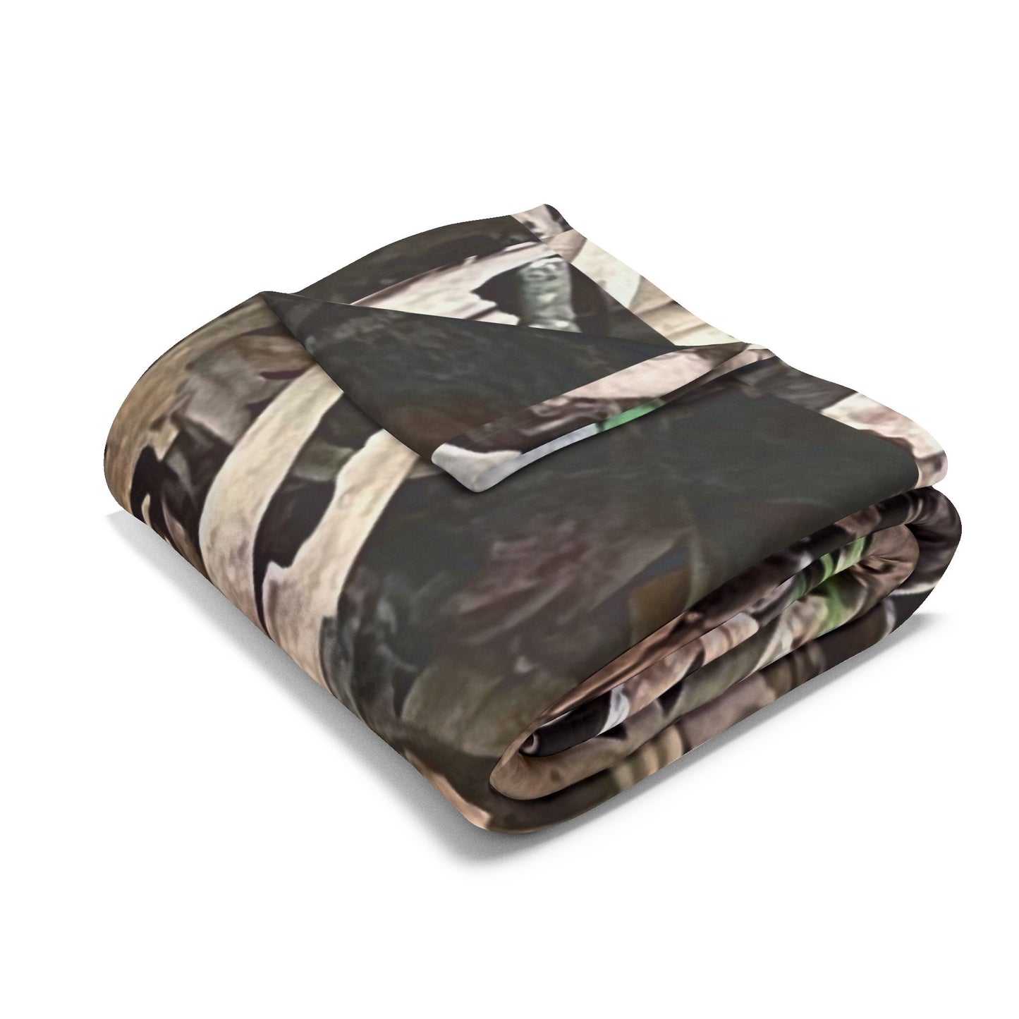 Burdette Photography Camo Woodland Fleece Blanket — Outdoor Moss & Leaf Pattern Cozy Throw