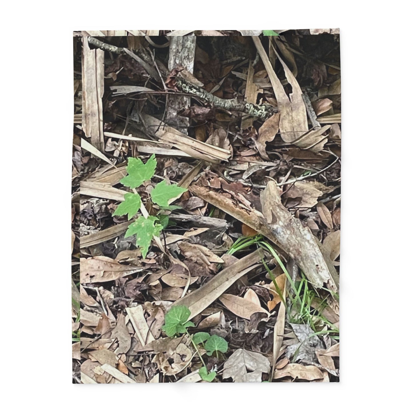 Burdette Photography Camo Woodland Fleece Blanket — Outdoor Moss & Leaf Pattern Cozy Throw