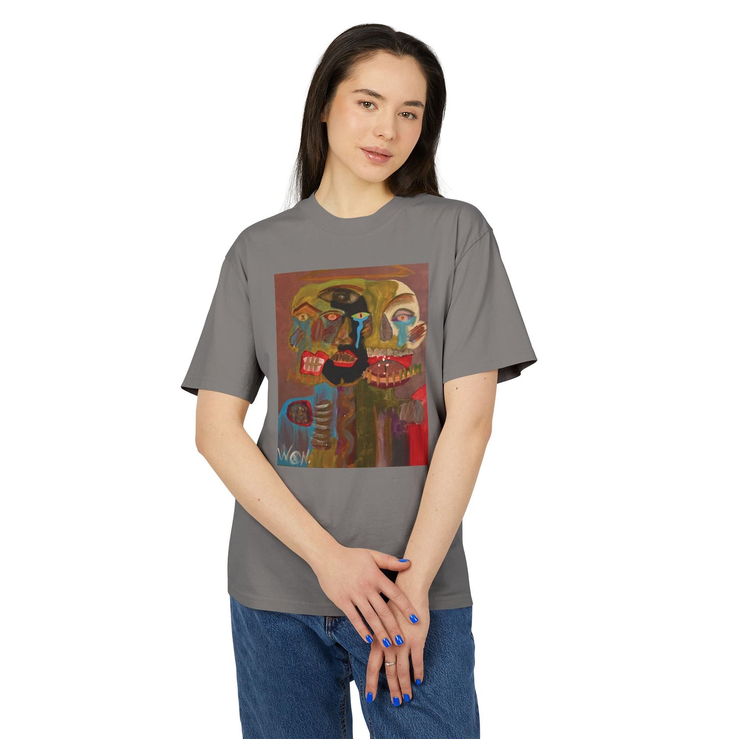 Abstract Expressionist Face T-Shirt — "Good, Bad, 'N Ugly" Colorful Portrait Tee