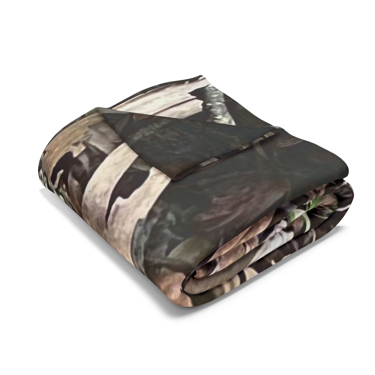 Burdette Photography Camo Woodland Fleece Blanket — Outdoor Moss & Leaf Pattern Cozy Throw