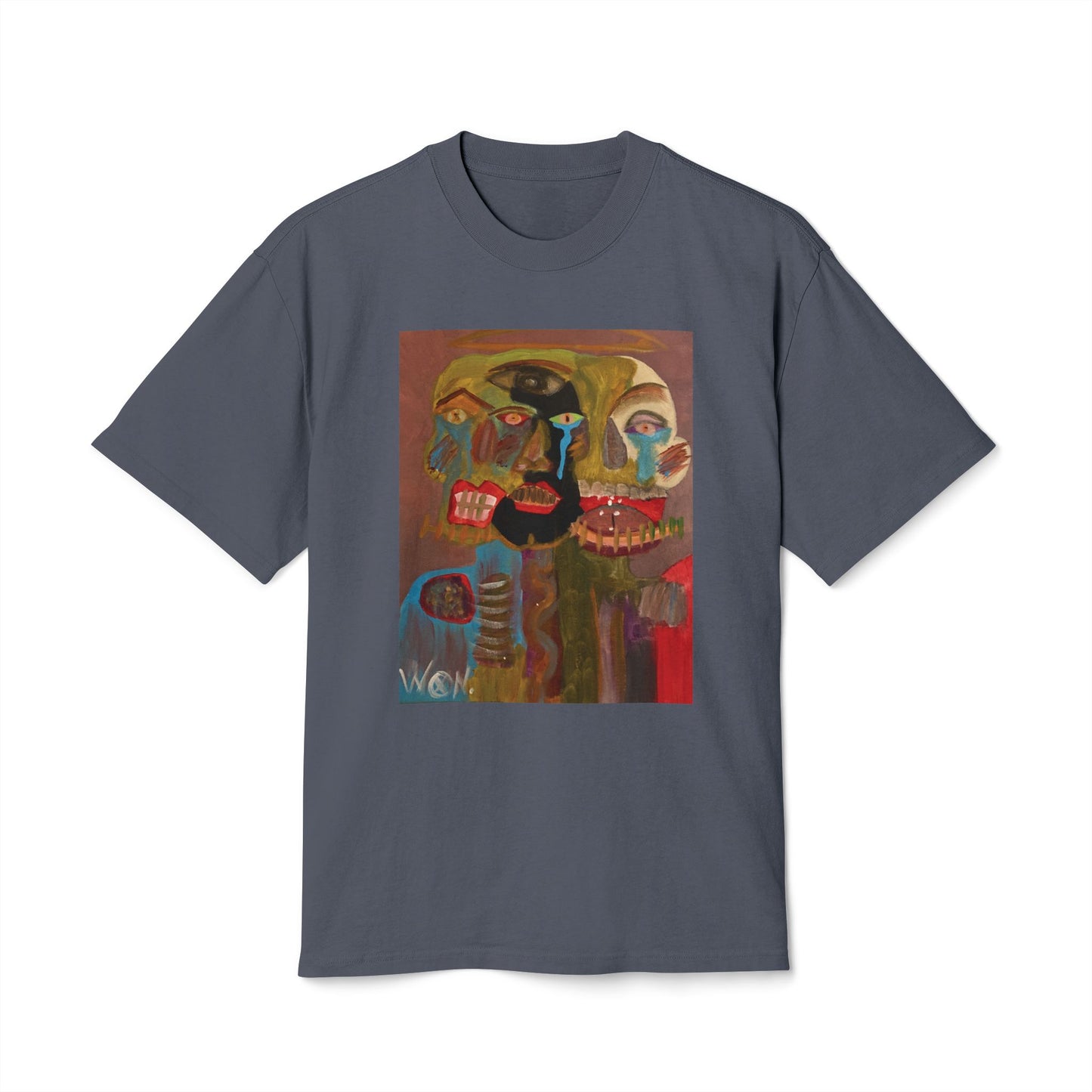 Abstract Expressionist Face T-Shirt — "Good, Bad, 'N Ugly" Colorful Portrait Tee