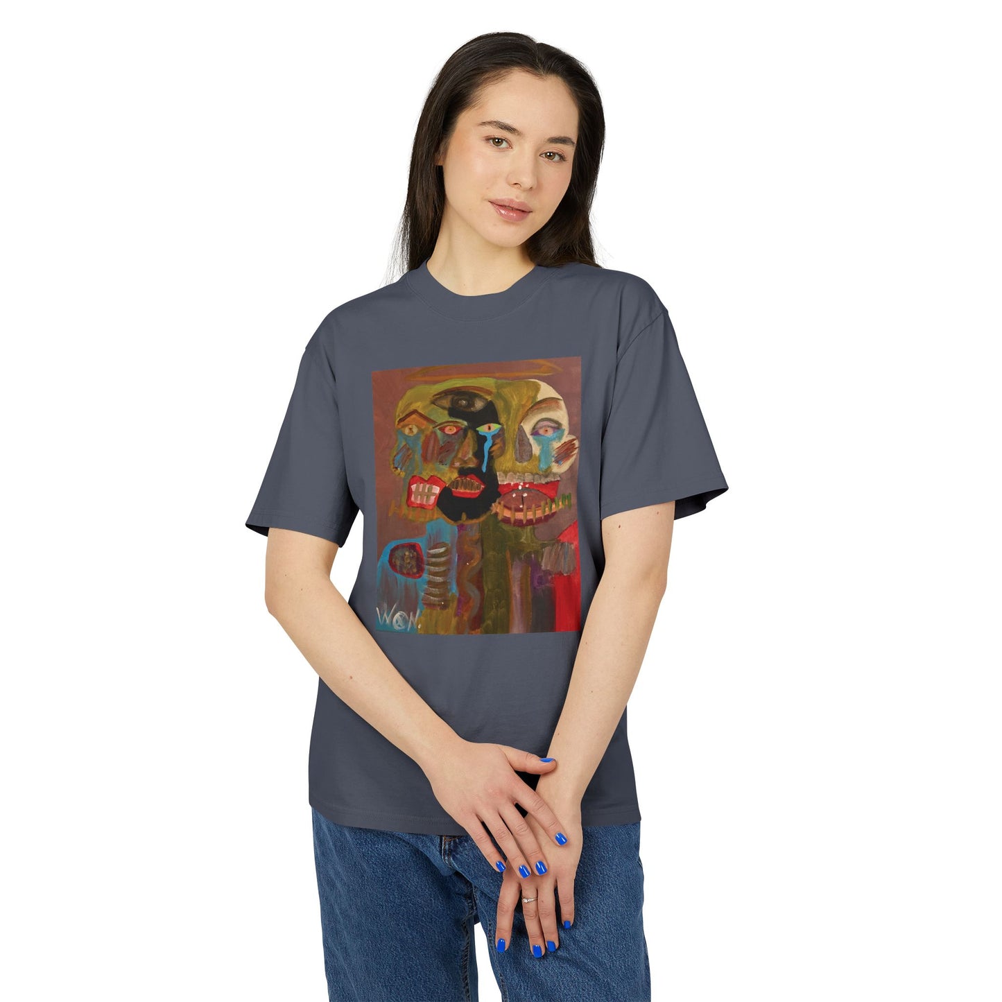 Abstract Expressionist Face T-Shirt — "Good, Bad, 'N Ugly" Colorful Portrait Tee