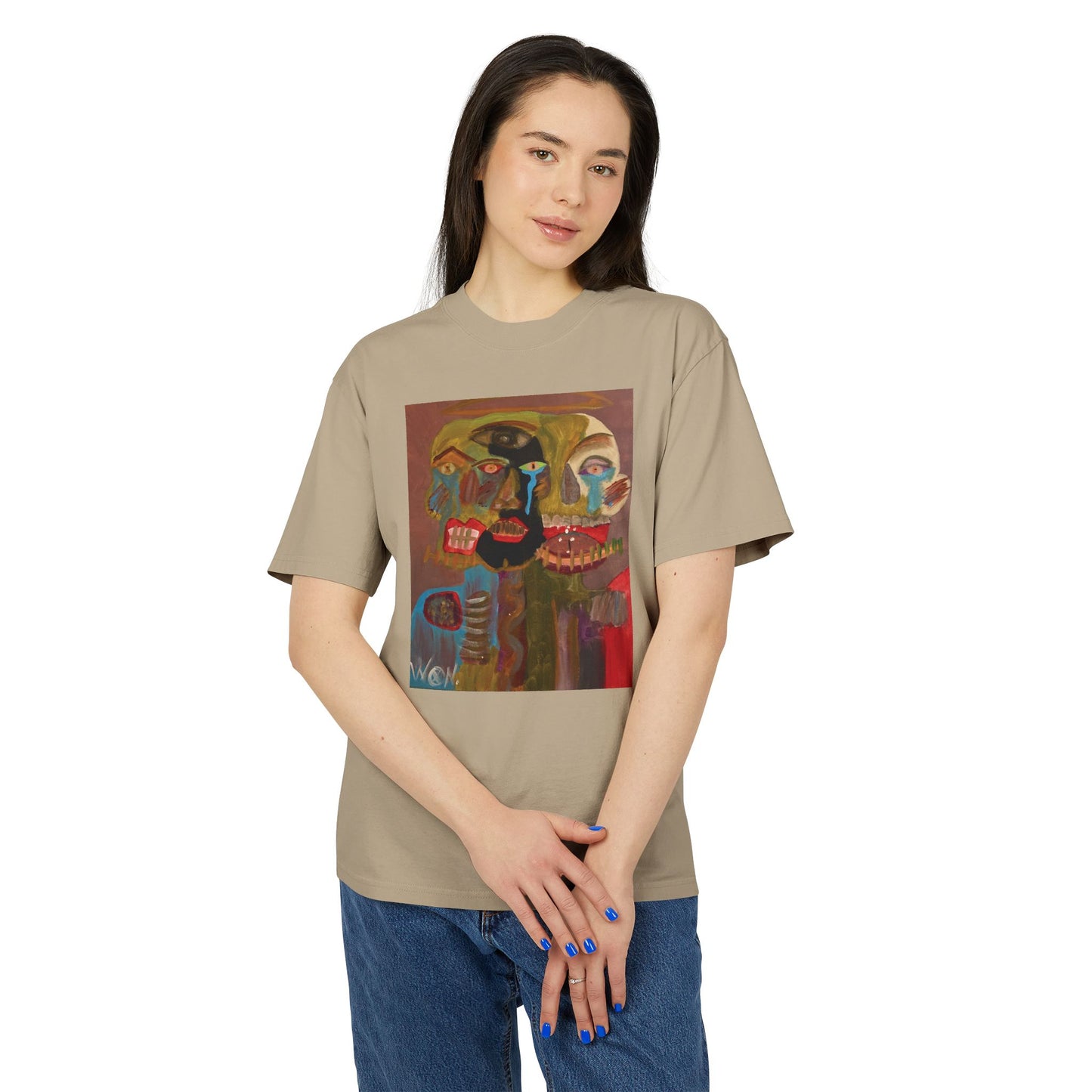 Abstract Expressionist Face T-Shirt — "Good, Bad, 'N Ugly" Colorful Portrait Tee