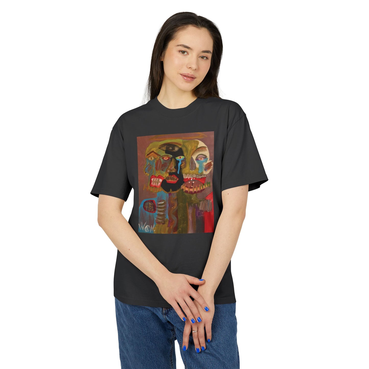 Abstract Expressionist Face T-Shirt — "Good, Bad, 'N Ugly" Colorful Portrait Tee