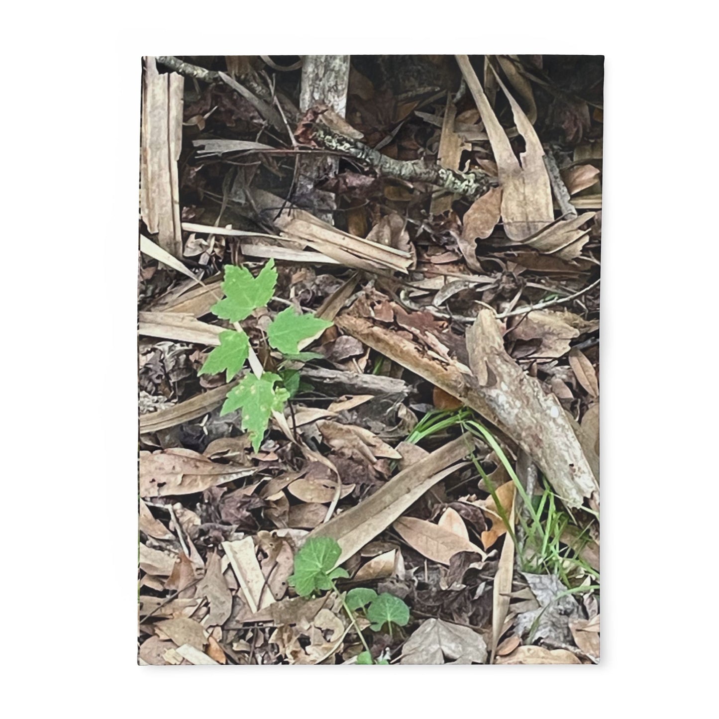 Burdette Photography Camo Woodland Fleece Blanket — Outdoor Moss & Leaf Pattern Cozy Throw