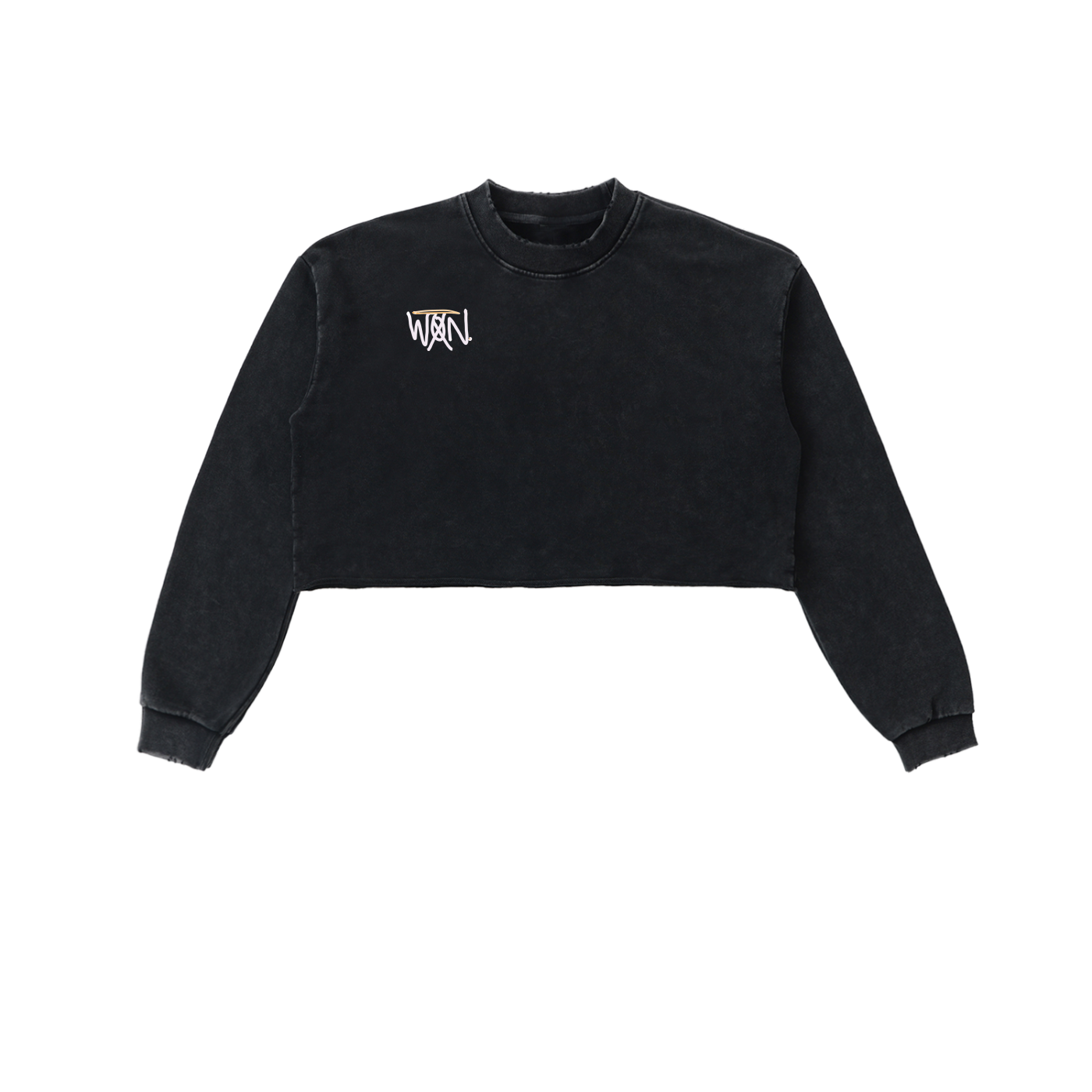 GOOD, BAD, 'N UGLY Snow Washed Raw Edge Cropped Sweatshirt