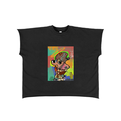 " BIPOLARISM " Raw Edge Boxy Non-Shrink T-Shirt