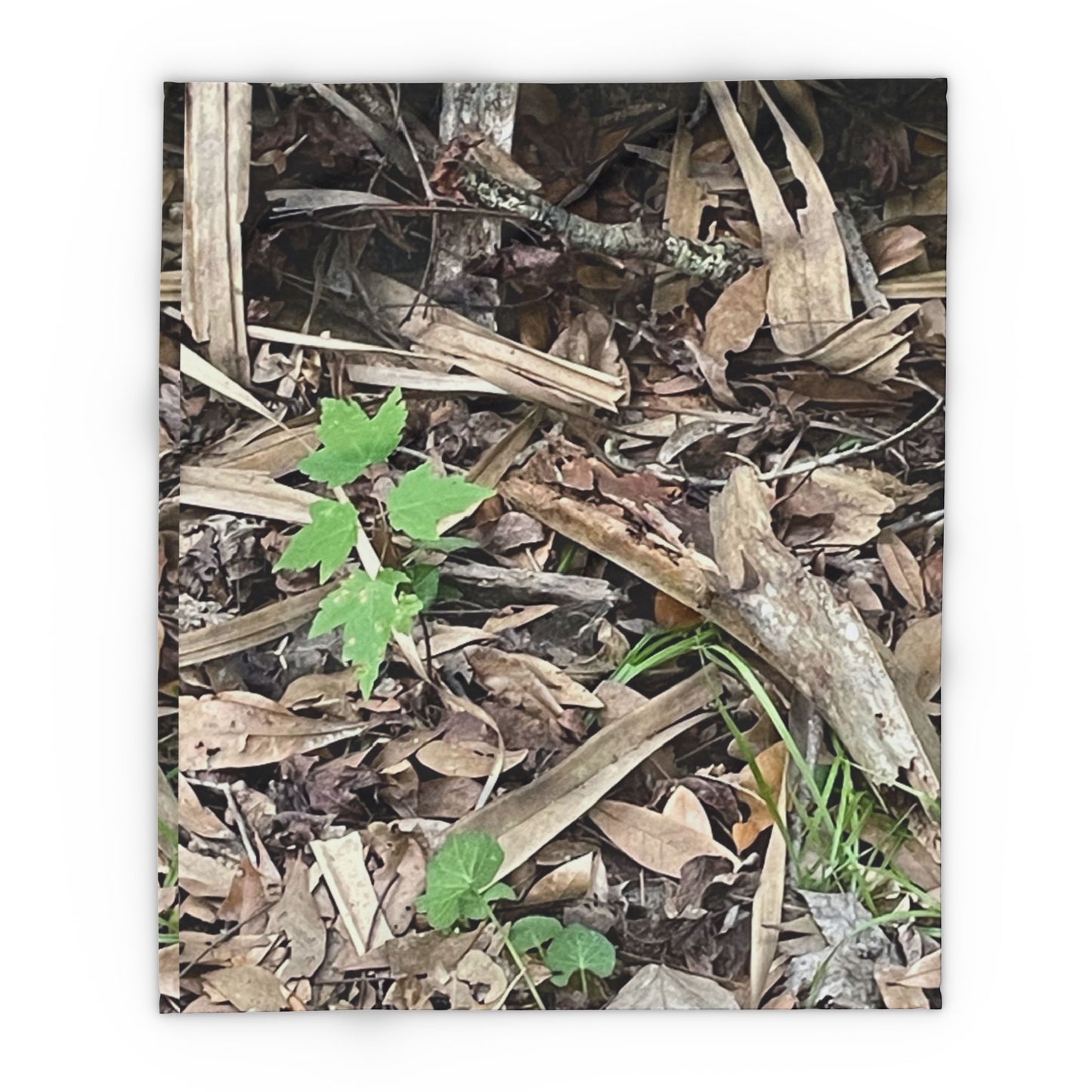 Burdette Photography Camo Woodland Fleece Blanket — Outdoor Moss & Leaf Pattern Cozy Throw
