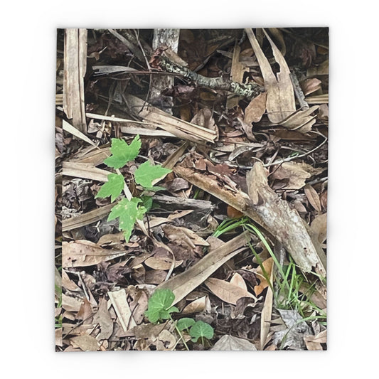 Burdette Photography Camo Woodland Fleece Blanket — Outdoor Moss & Leaf Pattern Cozy Throw