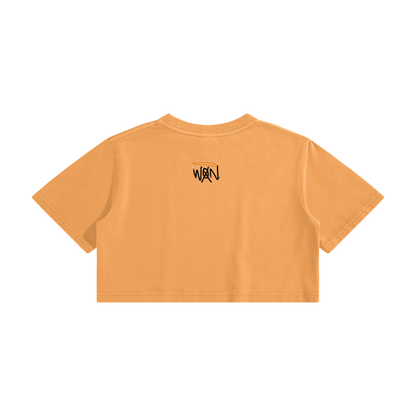 RESPECT THE HUSTLE. Washed Effect Crop Top - 220 GSM