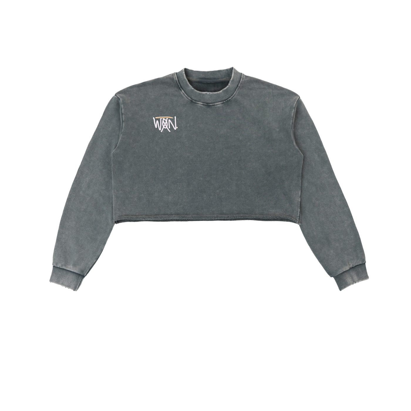 GOOD, BAD, 'N UGLY Snow Washed Raw Edge Cropped Sweatshirt
