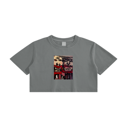 RESPECT THE HUSTLE. Washed Effect Crop Top - 220 GSM