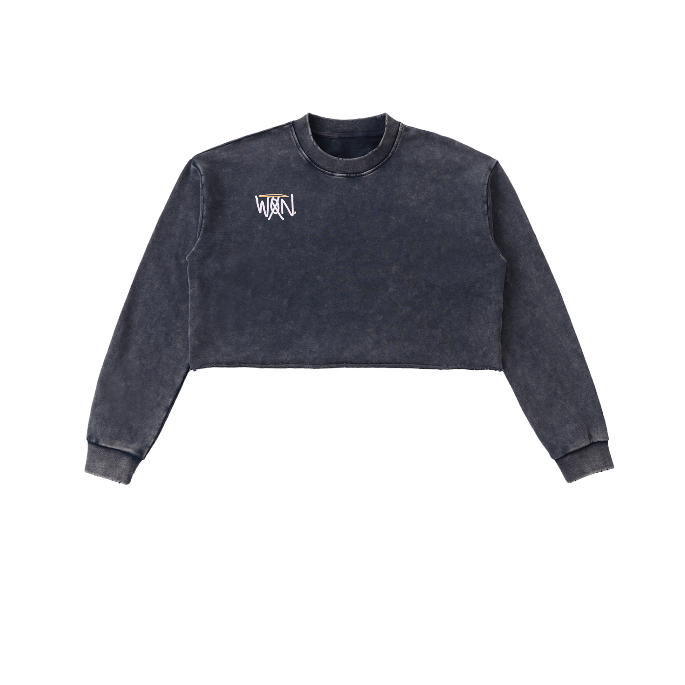 GOOD, BAD, 'N UGLY Snow Washed Raw Edge Cropped Sweatshirt