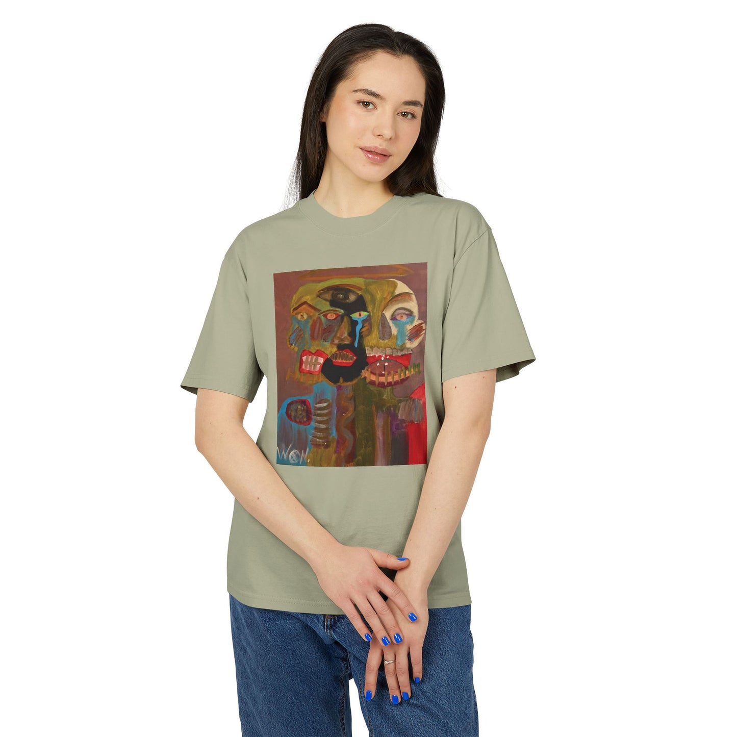 Abstract Expressionist Face T-Shirt — "Good, Bad, 'N Ugly" Colorful Portrait Tee