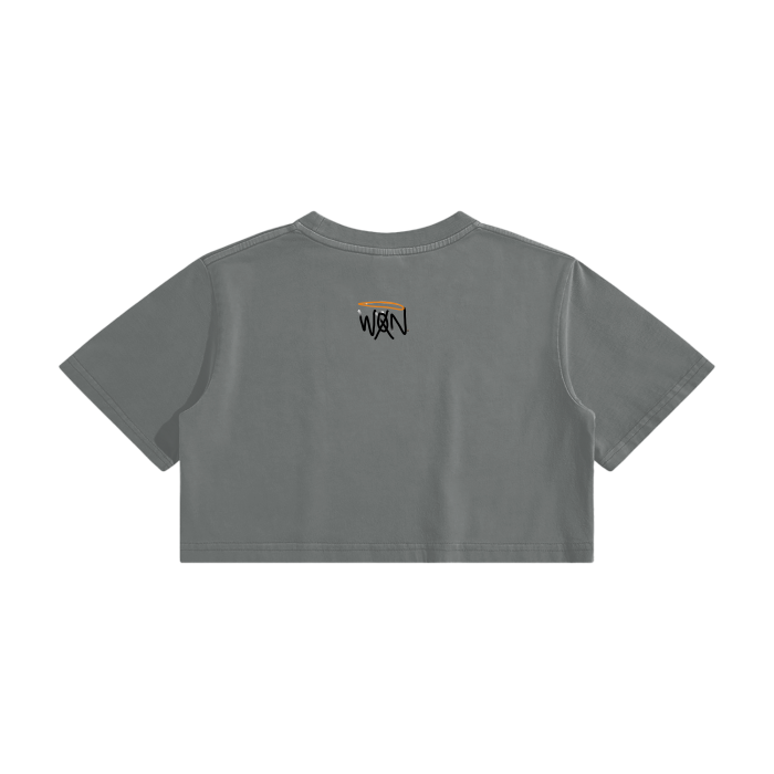 RESPECT THE HUSTLE. Washed Effect Crop Top - 220 GSM