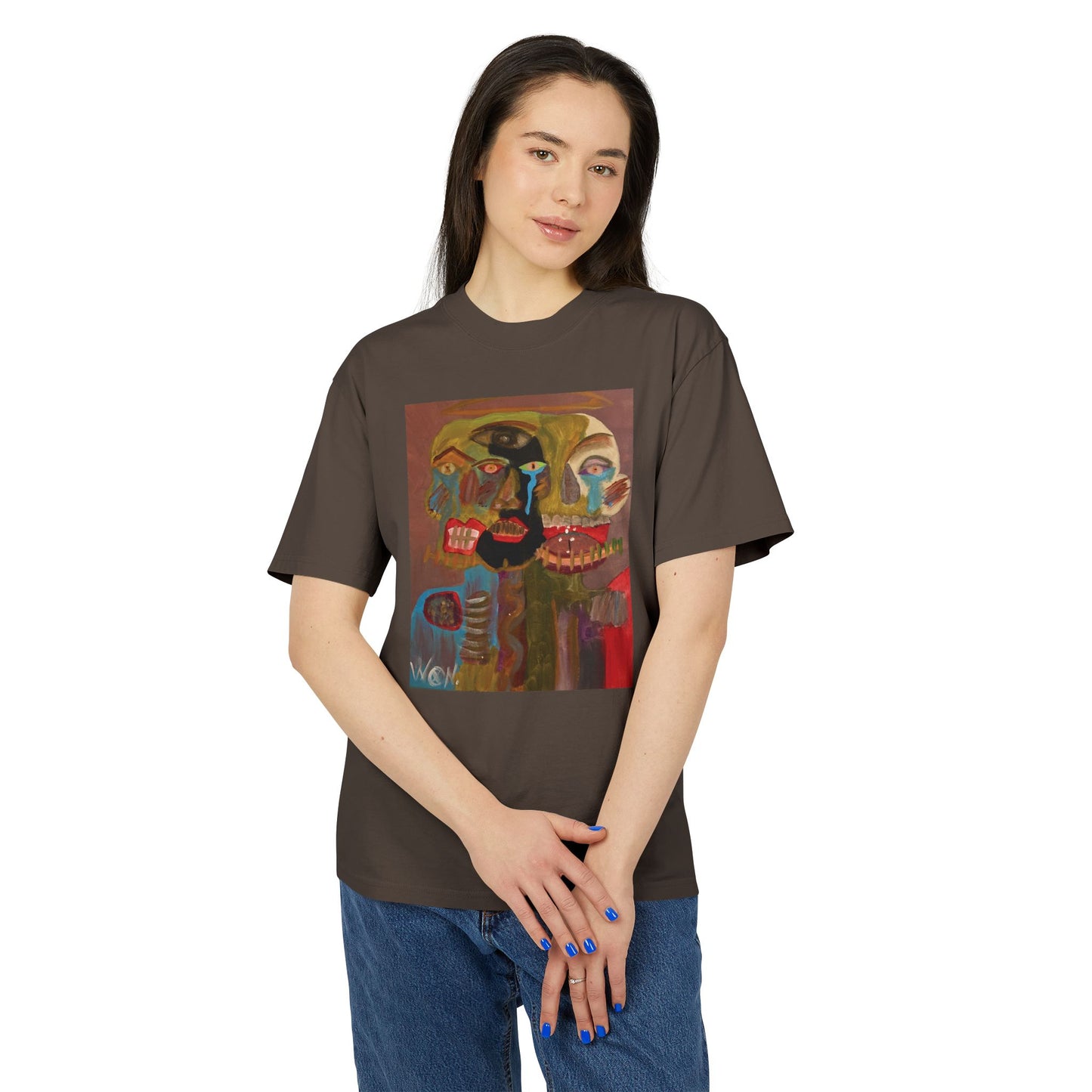 Abstract Expressionist Face T-Shirt — "Good, Bad, 'N Ugly" Colorful Portrait Tee
