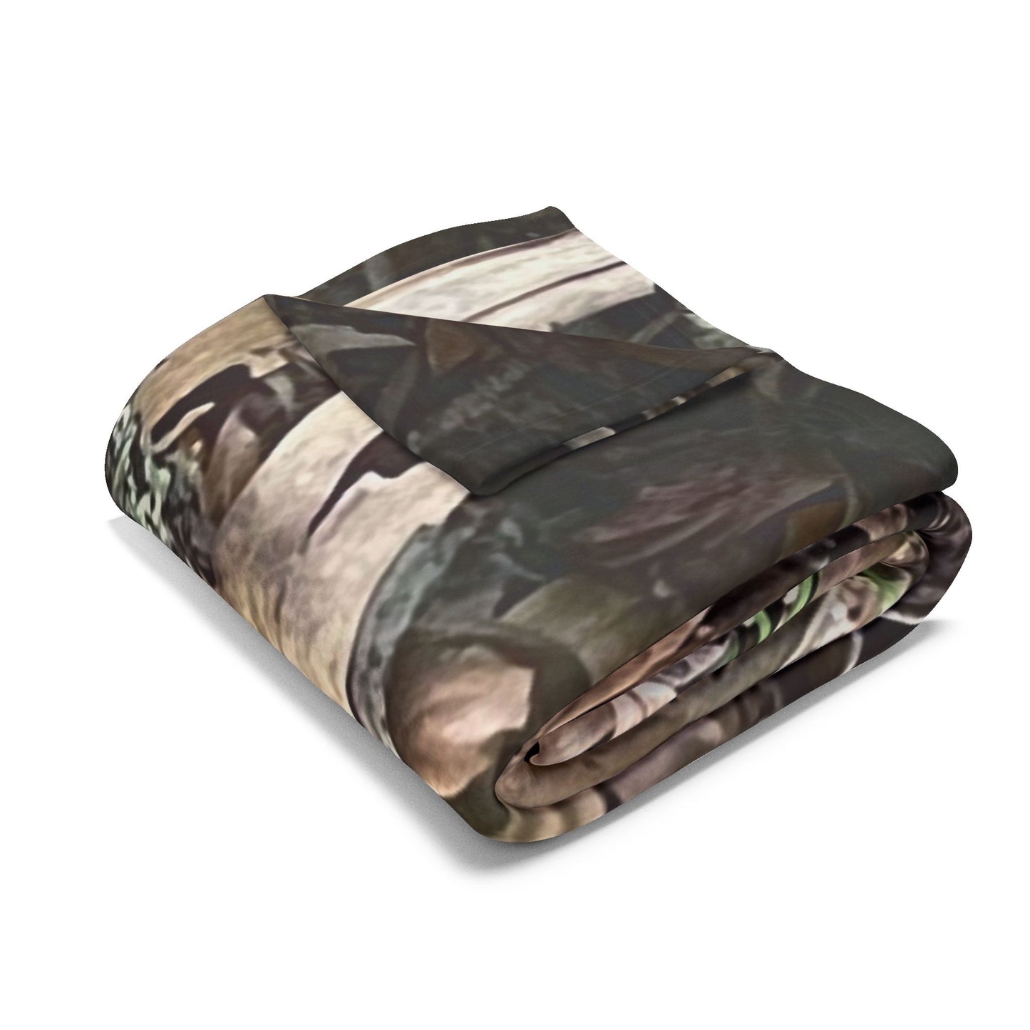 Burdette Photography Camo Woodland Fleece Blanket — Outdoor Moss & Leaf Pattern Cozy Throw