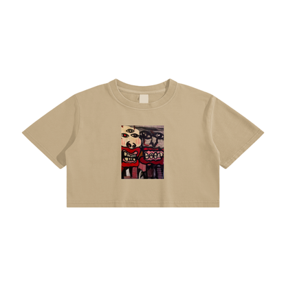 RESPECT THE HUSTLE. Washed Effect Crop Top - 220 GSM