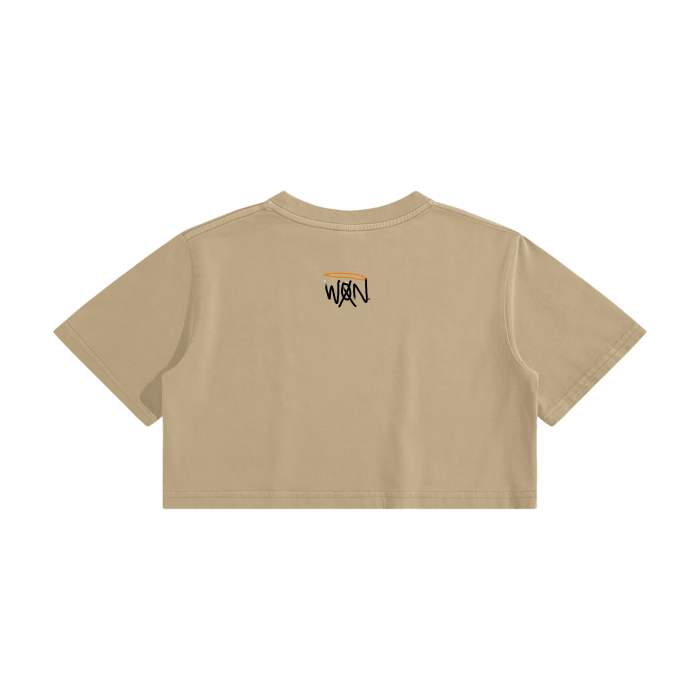 RESPECT THE HUSTLE. Washed Effect Crop Top - 220 GSM