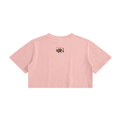 RESPECT THE HUSTLE. Washed Effect Crop Top - 220 GSM