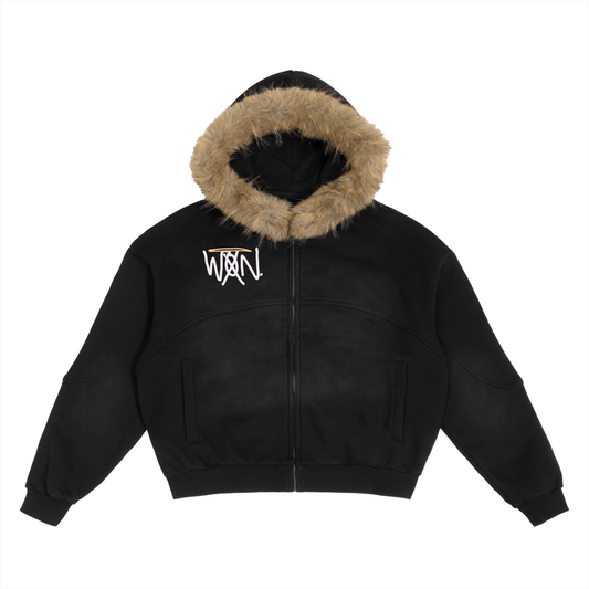 Good, Bad, 'N Ugly Sun Fade Boxy Detachable Fur Hoodie