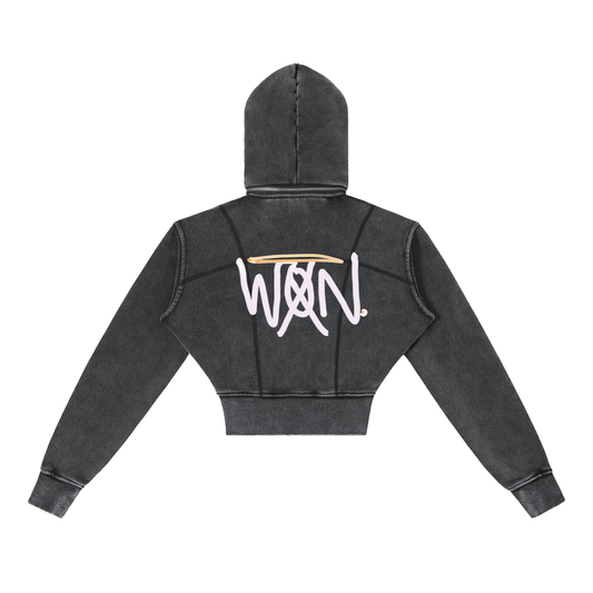 WaanArts. Vintage Washed Cropped Fleece Hoodie