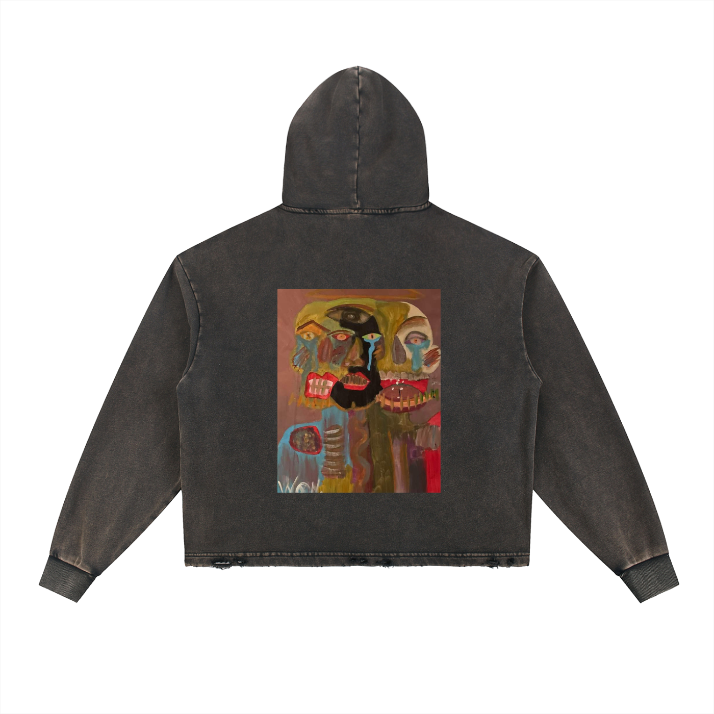 Acid wash hoodie detail heavyweight fleece streetwear